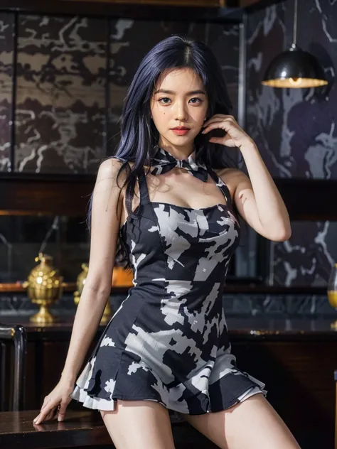 (1 lady), (Best quality at best:1.4), (ultra - detailed), (extremely detailed CG unified 16k), A Beautiful Woman with Perfect Figure: 1.4, Sharp Focus: 1.2, purple hair, very detailed, High-definition RAW color photo, professional photoshooting, amazing fa...