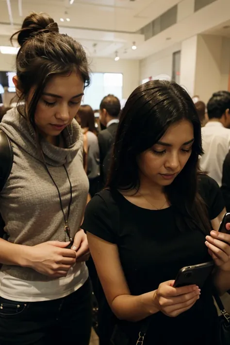 Several people on cell phones