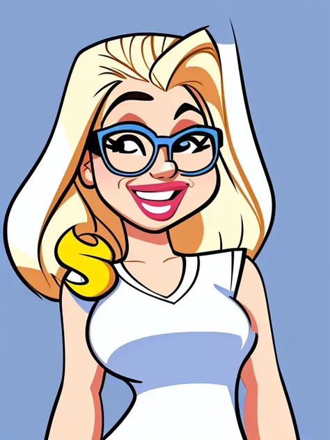 cartoon woman with glasses and a white blouse, in cartoon style, cartoon art style, cartoon digital painting, cartoon portrait, looks like britney spears, cartoon art style, cartoon digital art cartoon, cartoon style illustration, caricatural style, cartoo...