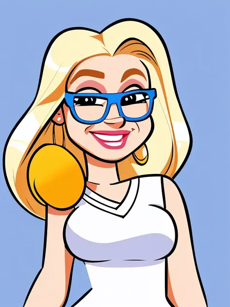 cartoon woman with glasses and a white blouse, in cartoon style, cartoon art style, cartoon digital painting, cartoon portrait, looks like britney spears, cartoon art style, cartoon digital art cartoon, cartoon style illustration, caricatural style, cartoo...