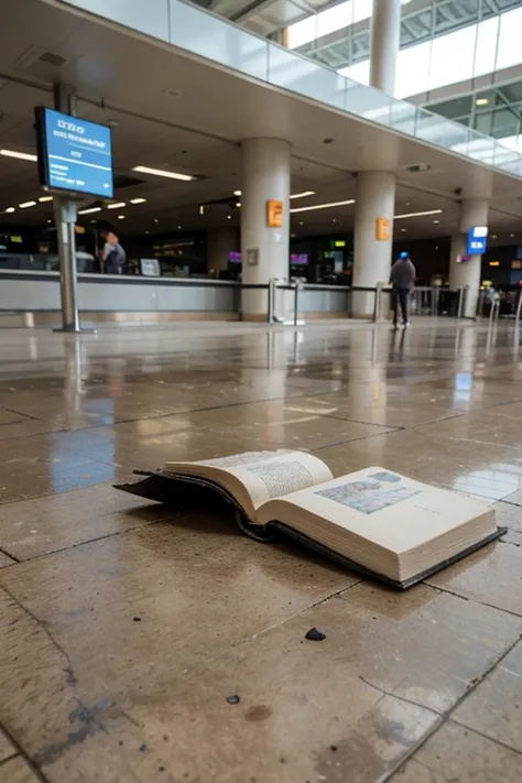 A fallen book at airport
