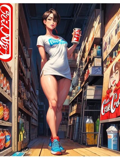 4k, comic babes, drawing of a man holding a bottle of soda and a can of soda, cartoon digital painting, drinking a bottle of coke, cartoon digital art, Cartoon digital painting art, its a deep dream , Coca-Cola advertising, cartoon digital art, ultra humor...