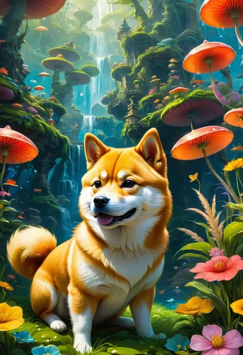 A Shiba Inu, by dr seuss, best quality, masterpiece, very aesthetic, perfect composition, intricate details, ultra-detailed