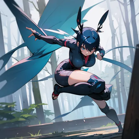 Isometric 3D、Female ninja、Sprint感、Uplifting、Concentrated line、forest、Throwing shurikens、Sprint、Very precisely、Large Breasts、Panty shot、High quality、Full body cut、Two people、Bob、Perfect body