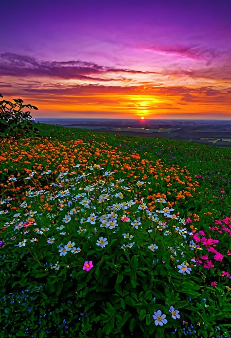 Tristeza atardecer y flores 