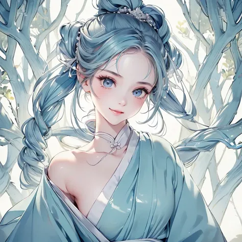 ((Masterpiece: 1.5, best quality, high resolution: 1.3, super resolution, super detailed, ultra detailed: 1.3, rich background: 1.2, Perfect Anatomy:1.5, 1 woman) pale skin + black hair + long wavy hair + eyes light blue + female figure (ancient Chinese, f...