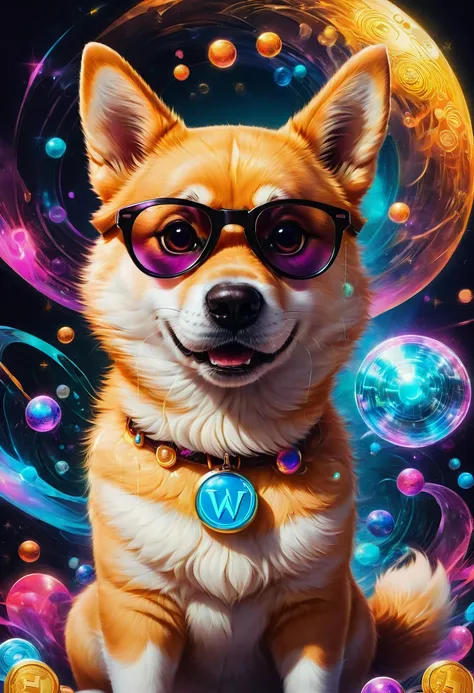 (best quality,4k,8k,highres,masterpiece:1.2),ultra-detailed,(realistic,photorealistic,photo-realistic:1.37),a Shiba Inu,dogecoin artstyle,aesthetic,memorable eyes,cheerful expression,cute round face,fluffy ears,curled tail,playful demeanor,vibrant colors,c...