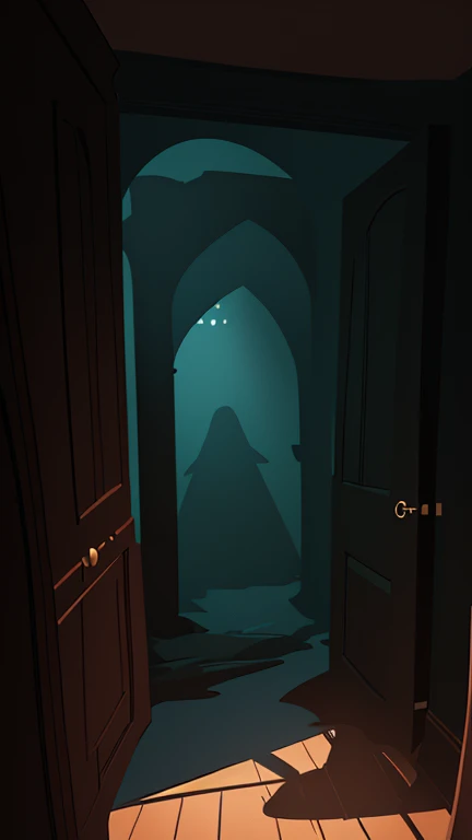 Surrounding the wardrobe, depict a dimly lit room filled with shadows and hints of otherworldly light peeking through. The atmosphere should feel both eerie and enchanting, setting the stage for a fantastical adventure