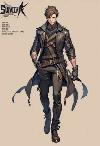 concept art, male , short  hair  , ((best quality ,artwork )) , full body, shoes, jacket