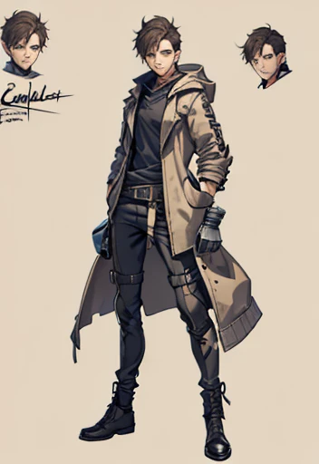 Concept ART, Male , short  hair  , ((Best quality ,artwork )) , Full body, Shoes, Jacket 