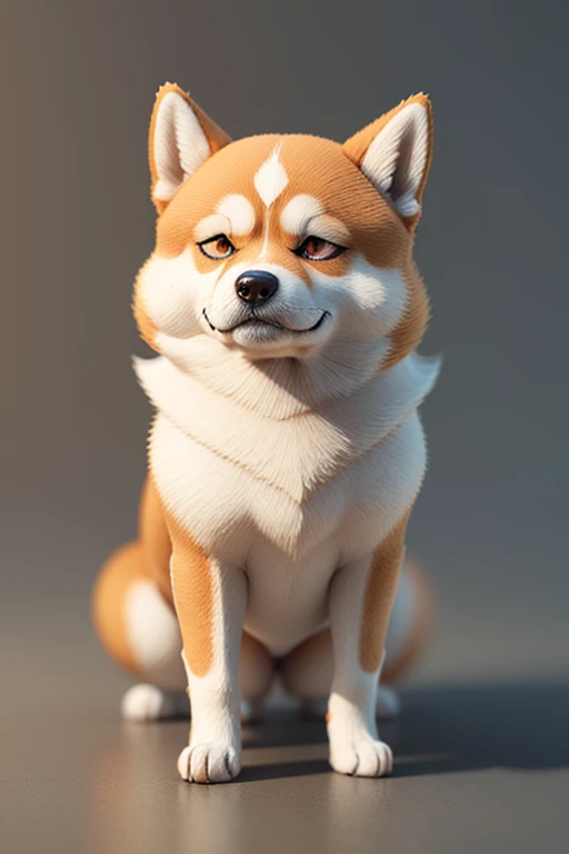 Shiba Inu, felt style, very obvious felt texture, soft round shape, blender simulation felt style, C4D simulation felt style