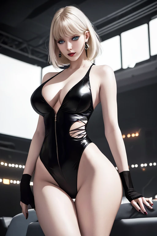 Ultra realistic, cinematic lights, real girl, 16K, best quality, High resolution, hot atmosphere, dream atmosphere, 1 girl, 18 years old, short pale-golden hair, cute bangs over the forehead, pale-turquoise eyes-iris, sexy eyes look, goth makeup, black lip...