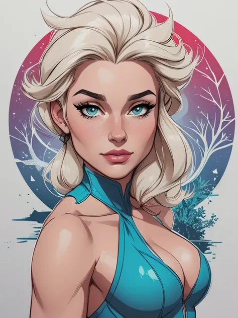 Personagem mulher estilo atompunk Fiona rainha Anna de Arendelle com marcas de guerras Imagem de desenho animado de uma mulher .Ilustra??o estilo desenho animado, estilo de arte dos desenhos animados, estilo de arte dos desenhos animados, digital illustrat...