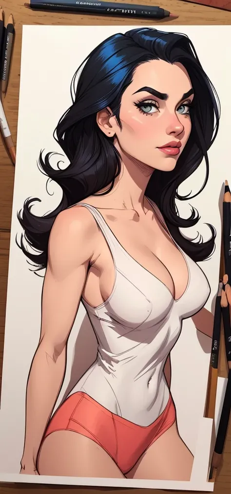 estilo de desenhes tilo GTA o animado:1.2), mulher brasileira draw ART Artline fundo branco mulher Imagem de desenho animado de uma mulher , roupas sensuais , garota super valente destemida , Ilustra??o estilo desenho animado, estilo de arte dos desenhos a...