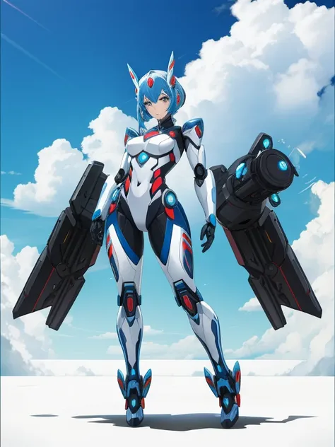 A woman transforms into a hero robot, Cute and pretty, Full Body Shot, Can transform into any vehicle,Before after