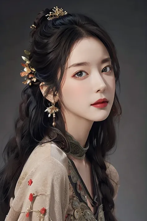 A beautiful woman with red eyes、Posing for a graceful photo with a giant black dragon, arpino,Gray Hair,Face to face, Ultra-realistic, Clear images