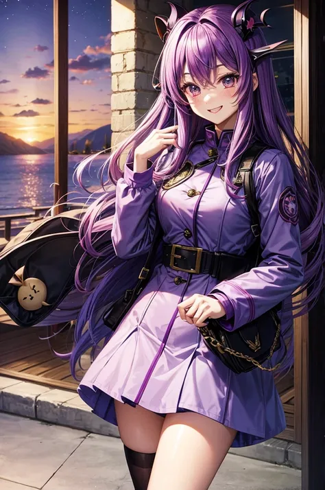 kawaii　Purple hair　femele　animesque　lake　Grins　Uniforms　parka　Gunbearer　The long-haired　vampire