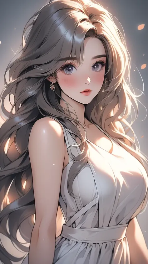 ((best quality, 8k, masterpiece:1.3)), Key Points:1.2, shy，blush，Sexy clothes，Perfect body beauty:1.4, Hips:1.2, ((Layered Hairstyle, breast:1.2)),  Highly detailed face and skin texture, Beautiful eyes, Double eyelids, Whitens skin, Long hair