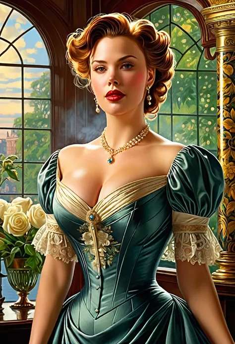 A Beautiful Aristacrat Woman With Large Elegant, Hawk-Like-Nose,. Who Embodies Old Fashioned Class, Sophistication, Elgance As Well As Wholesome, Natural Beauty. Curvy, Thin-Waist, Wide-Hips, Swaying-Hips. Scarlett Johanson. Oppulent Historically Accurate ...