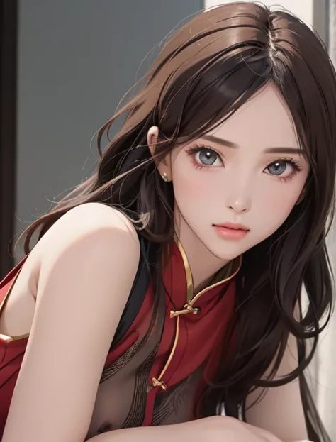 a close up of a woman in a red dress with a sword, game cg, yun ling, full body xianxia, portrait knights of zodiac girl, trending on cgstation, inspired by Li Mei-shu, inspired by Leng Mei, inspired by Lan Ying, xianxia, 3 d anime realistic, xision wu, be...