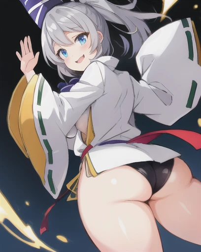 mononobe no futo, One Woman, Long sleeve, Sleeves edged with ribbon, Gray Hair, blue eyes, Proud face,
Underbust,  Large Breasts,Butt,Thighs,Plump，milk,Underarm，vapor，Jump,Low Angle，Please spread it with your hands,No underwear，Big nipple milk squirting,sm...