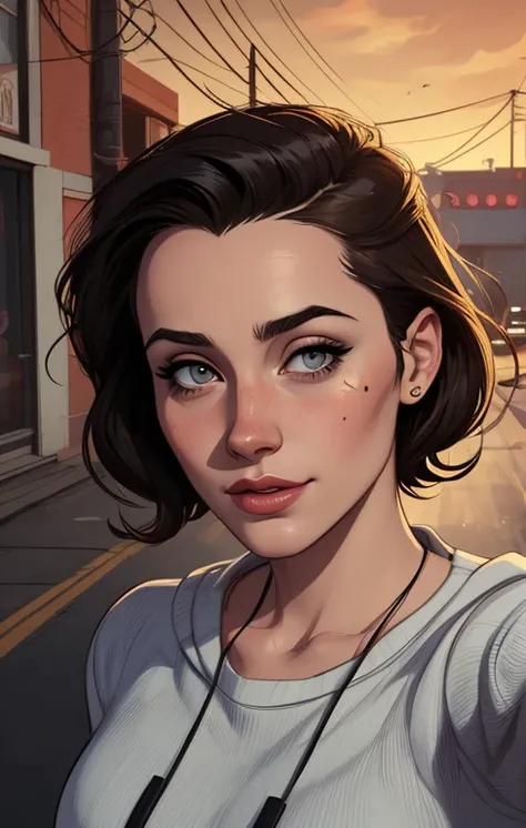 VeronicaCipher portrait mode Cartoon style digital illustration GTA style ((tronco selfie, feliz)), obra de arte, melhor qualidade, ultra-detalhado, Sozinho, a close-up, Cartoon style, GTA-style digital illustration of a bunch of different women with diffe...