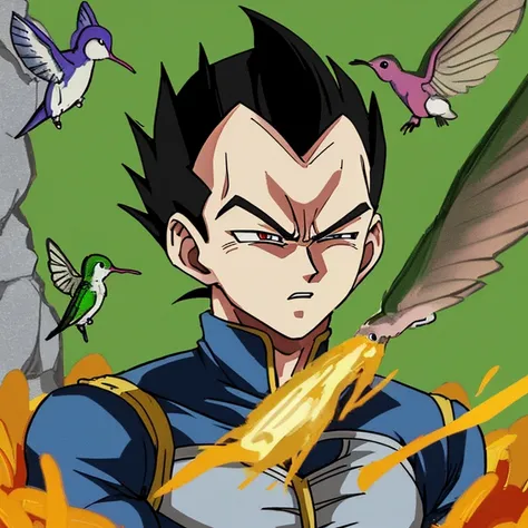 Vegeta and a hummingbird sucking sap