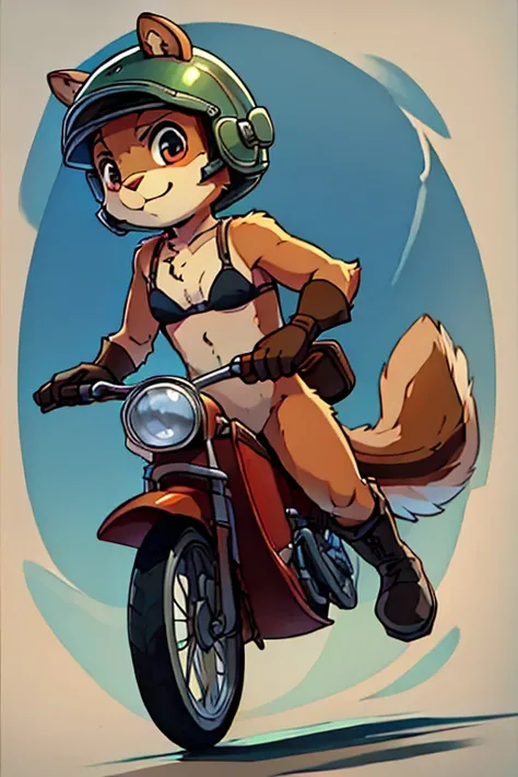 boy, squirrel, furry, bodyfur, bra, bottomless, gloves, boots, ride, helmet