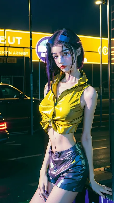 (1 lady), The beautiful, (Best quality at best:1.4), (ultra - detailed), (extremely detailed CG unified 16k), ((Faye Valentine)), very detailed, High-definition RAW color photo, professional photoshooting, amazing face and eyes, cosmetics, (amazingly beaut...