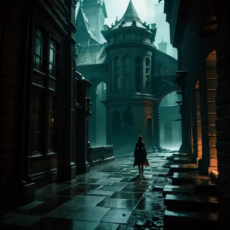 In the heart of the night, surrounded by an air of melancholia and suspense, an enchanting scene unfolds. Muitos detalhes, each one meticulously crafted in 8k resolution, paint a vivid picture of a gothic fantasia. Sem pessoas, the empty hall stands as a s...