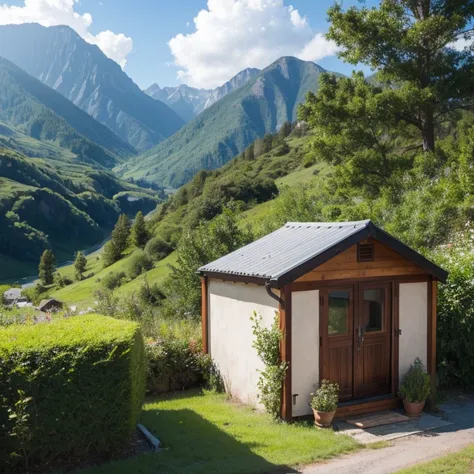 landscape，Small house with scenery，color