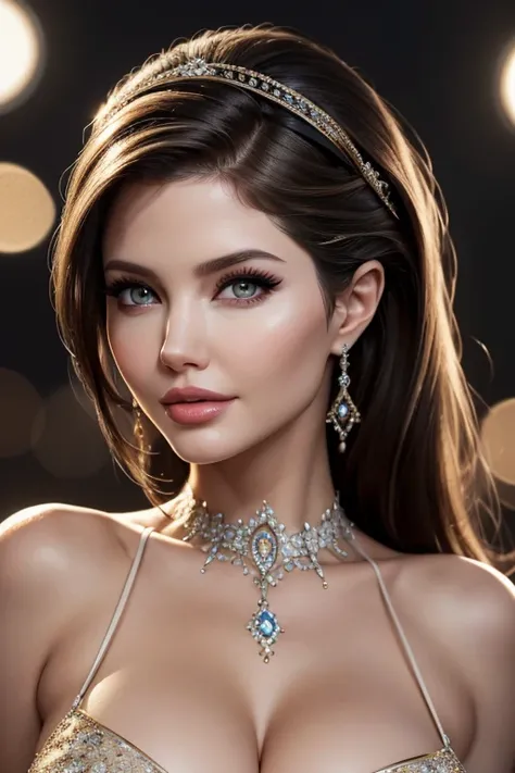 (best quality, highres, ultra-detailed, professional:1.2), Amanda Cerny with Angelina Jolie eyes, beautiful detailed lips, extremely detailed eyes and face, long eyelashes, gorgeous appearance, confident and radiant, fashionable clothing, elegant poses, ca...