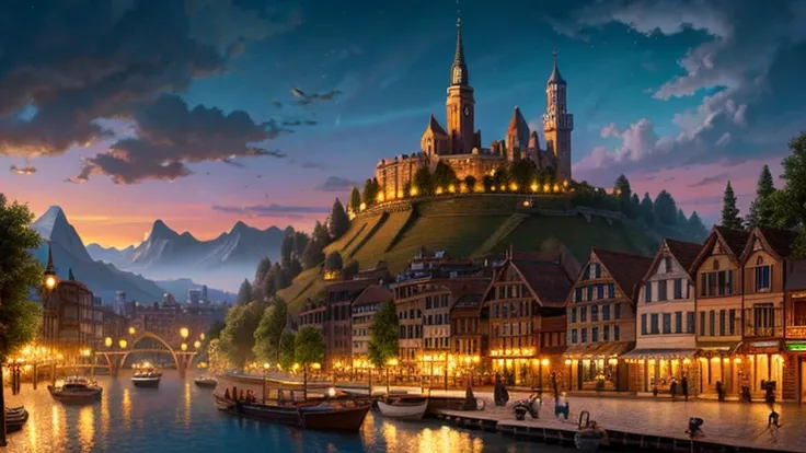 highest quality, masterpiece,fantastic townscape,  Fantasy, Brick,Fantastic background, classical