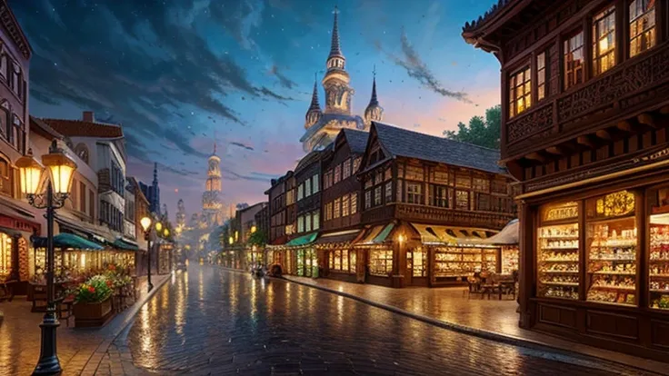 highest quality, masterpiece,fantastic townscape,  Fantasy, Brick,Fantastic background, classical