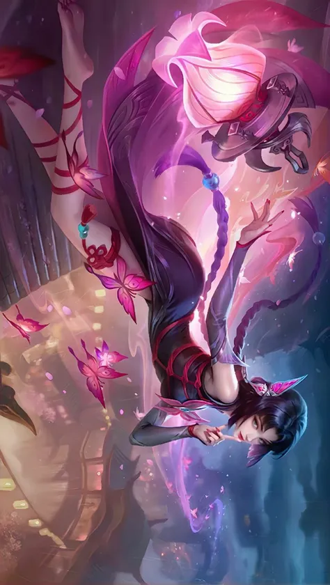 anime girl flying through the air with a pink dress, ! dream artgerm, style artgerm, extremely detailed artgerm, irelia, artgerm lau, ahri, irelia from league of legends, style of artgerm, by Yang J, artgerm style, trending artgerm, akali, by Qu Leilei