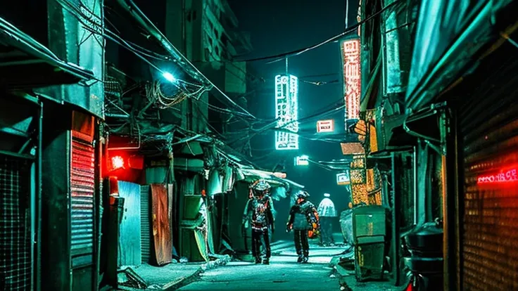 cyber punk、City of night、Buildings、In town、Alley、unmanned、neon