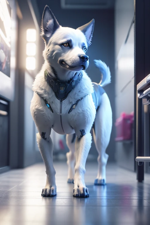 Best quality, 4k,3D, Unreal Engine,Cyberpunk, Robot Dog