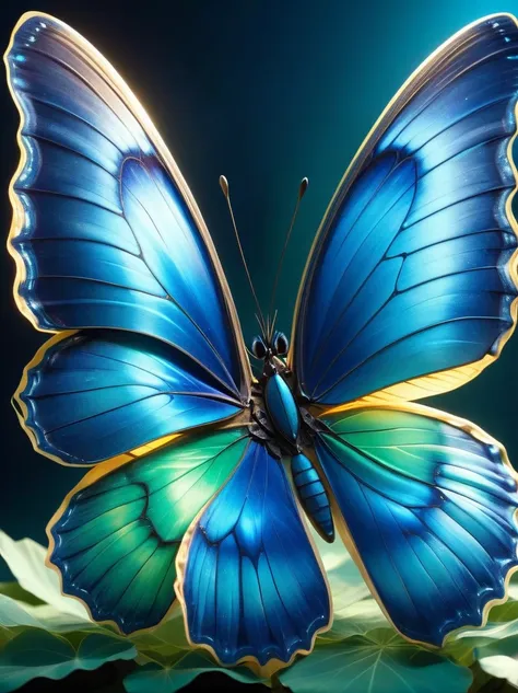 high resolution, ultra detailed, (1 blue butterfly:1.6),（lotus），dynamic light wavesbreaksunlight, reverberation, experimental ph...