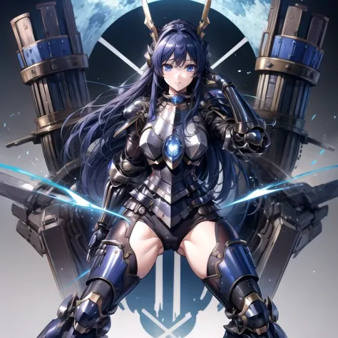 highest quality、unity 8k wallpaper、32k、masterpiece、Very detailed、Ultra-high resolution、Ultra-high resolution、Android Ryuuzouji Akane、Knights of the Blue Blood、Androidization、Robot Girl、Blue and white armor with dressy mechanical limbs、thigh、Big Breastecha ...