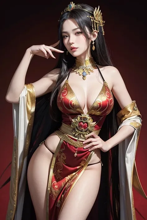 ((highest quality)), ((masterpiece)), (detailed), Perfect Face, Create an AI-generated illustration of Boa Hancock from One Piece, capturing her as the epitome of beauty and power. She should be depicted with her signature long, black hair flowing elegantl...