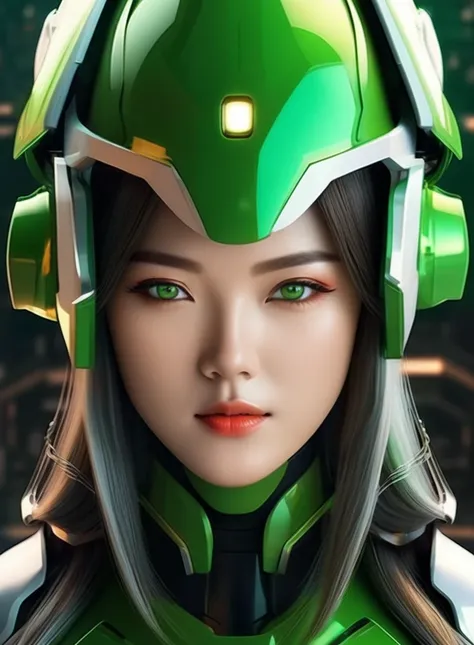 (masterpiece, best quality:1.5)
1 asian girl, closed mouth, cyborg, green eyes, helmet, lips, long hair, looking at viewer, nose, realistic, science fiction, solo, upper body, white hair