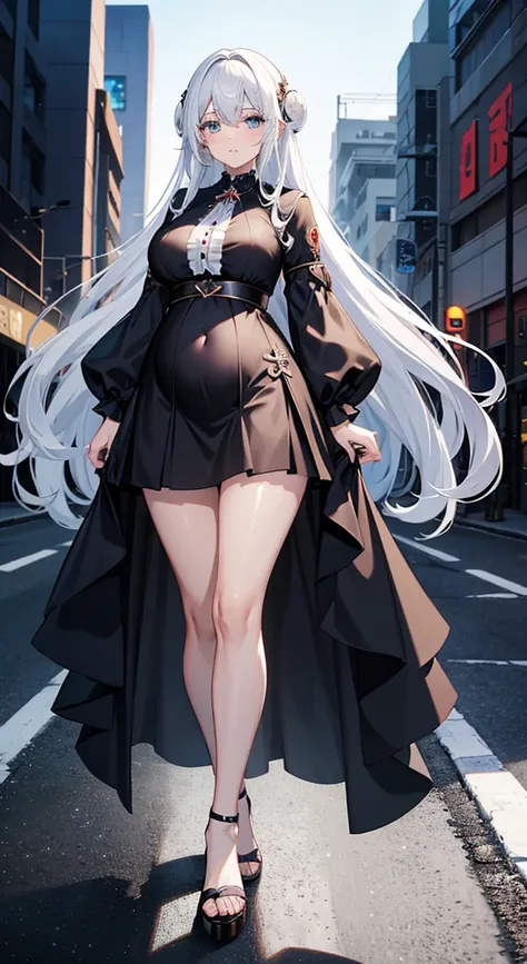 anime girl，long white hair，blue eyes，Black dress, Cute anime wife wearing beautiful clothes, Best Anime 4k Kona-chan Wallpapers, anime art wallpaper 8 k, anime art wallpaper 4k, anime art wallpaper 4k, Anime style 4k, Anime girl in black skirt, 8k high qua...