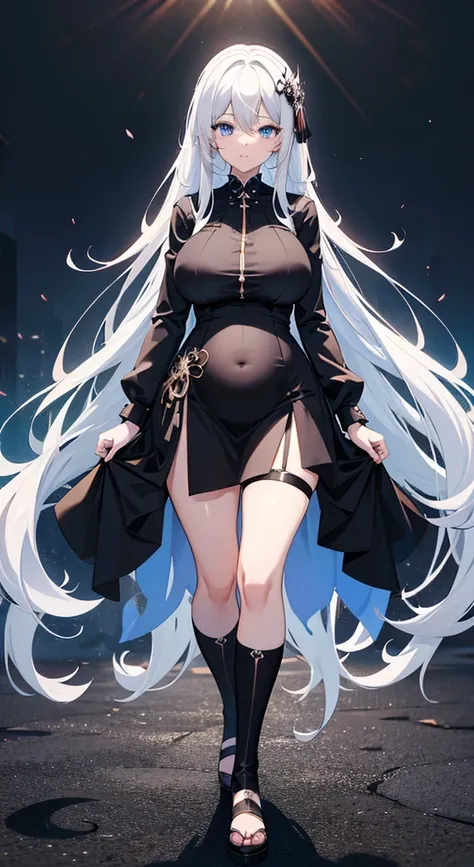 anime girl，long white hair，blue eyes，Black dress, Cute anime wife wearing beautiful clothes, Best Anime 4k Kona-chan Wallpapers, anime art wallpaper 8 k, anime art wallpaper 4k, anime art wallpaper 4k, Anime style 4k, Anime girl in black skirt, 8k high qua...