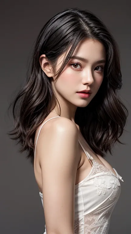 Surrounded by red roses 1.5.Wrapped in red roses 1.5、bright space、Professional Lighting、Professional Lighting、Translucent skin texture、Transparent skin tone、Beautiful Skin、Tie your hair up、Black Hair、Small breasts、Emphasize the chest、White lace fabric 1.5、...