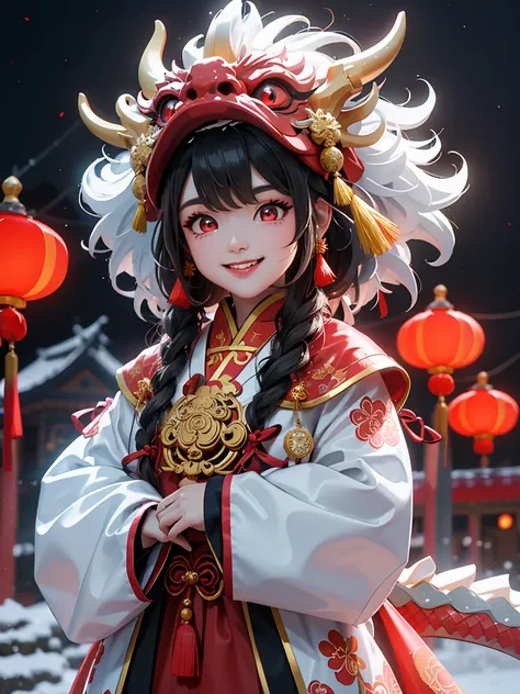 masterpiece,(best quality),very detailed,ultra detailed, (1 girl), chinese traditional clothing, red衣服, dragon hat, dragon, vivi...