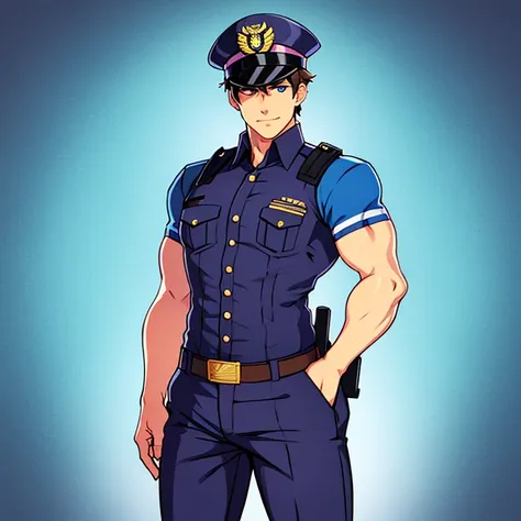 hombre musculoso policia