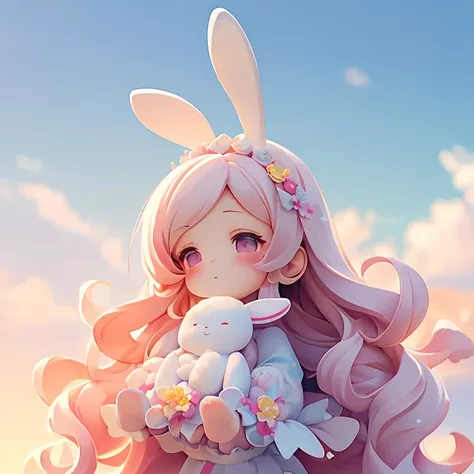 bunny morphing girl, fluffy, soft ((highest quality)), ( extremely detailed, best details, official art, beauty and aesthetics: ...