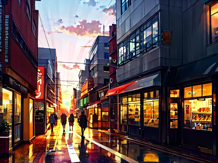 sunset,In the city,the way,Shopping Street,