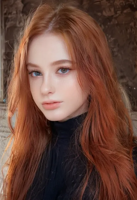 solo, very detailed, detailed face, very long hair, picture of a beautiful young woman, dasha_taran, sfw, ((natural orange hair)), beautiful natural blue eyes, High Definition RAW Photography, 16k photography, 