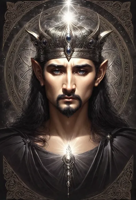 elegant dark  deity , beauty face, darkness concept art and magic realism, ethereal  ,handsome glamorous  character concept desi...